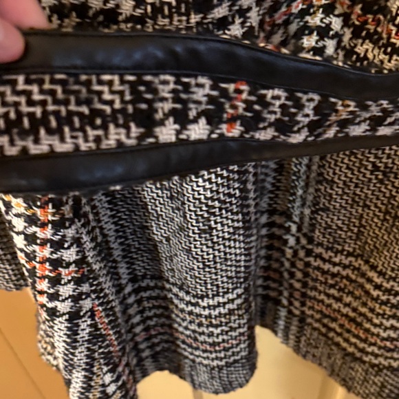 Arden B VTGWomen's Classic Black and White Plaid Pea Coat SzS Faux Leather Trim - Picture 12 of 13